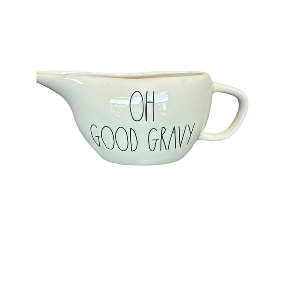 Rae Dunn OH GOOD GRAVY Ceramic Gravy Boat, Handle, Artisan Collection by Magenta - Picture 1 of 3